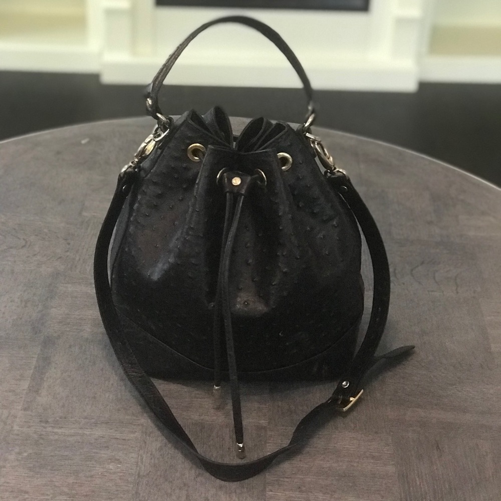 Vintage ostrich leather bucket bag